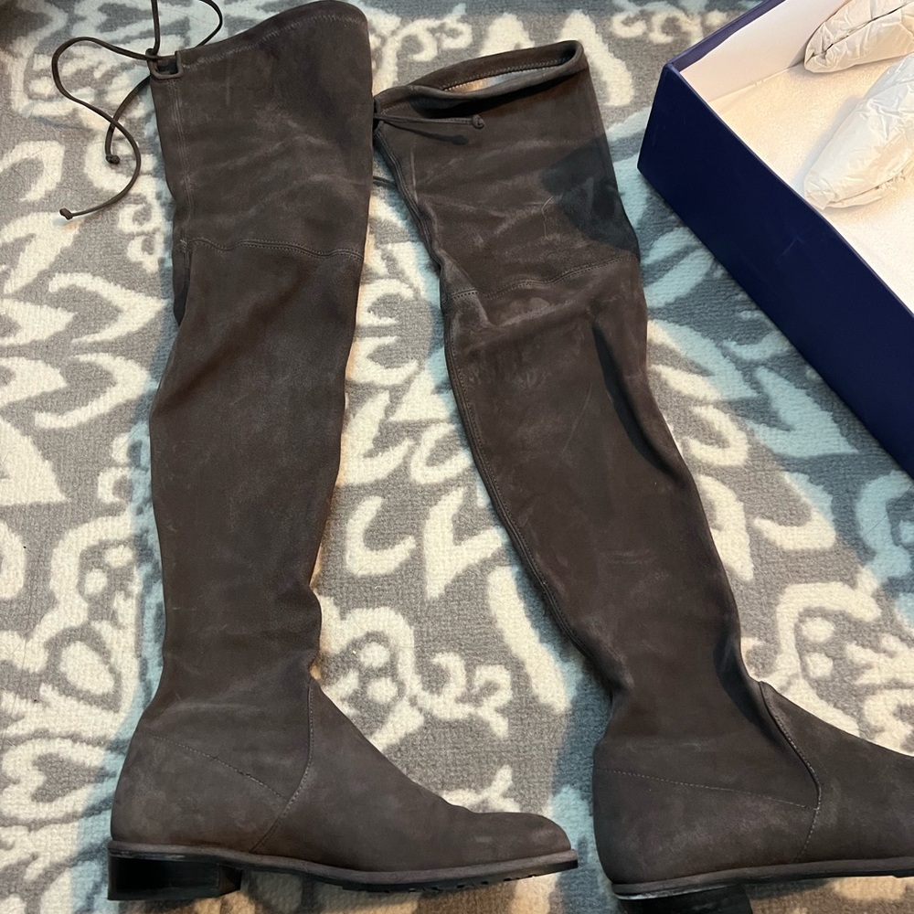 Stuart Weitzman Charcoal Over-the-Knee Suede Boots